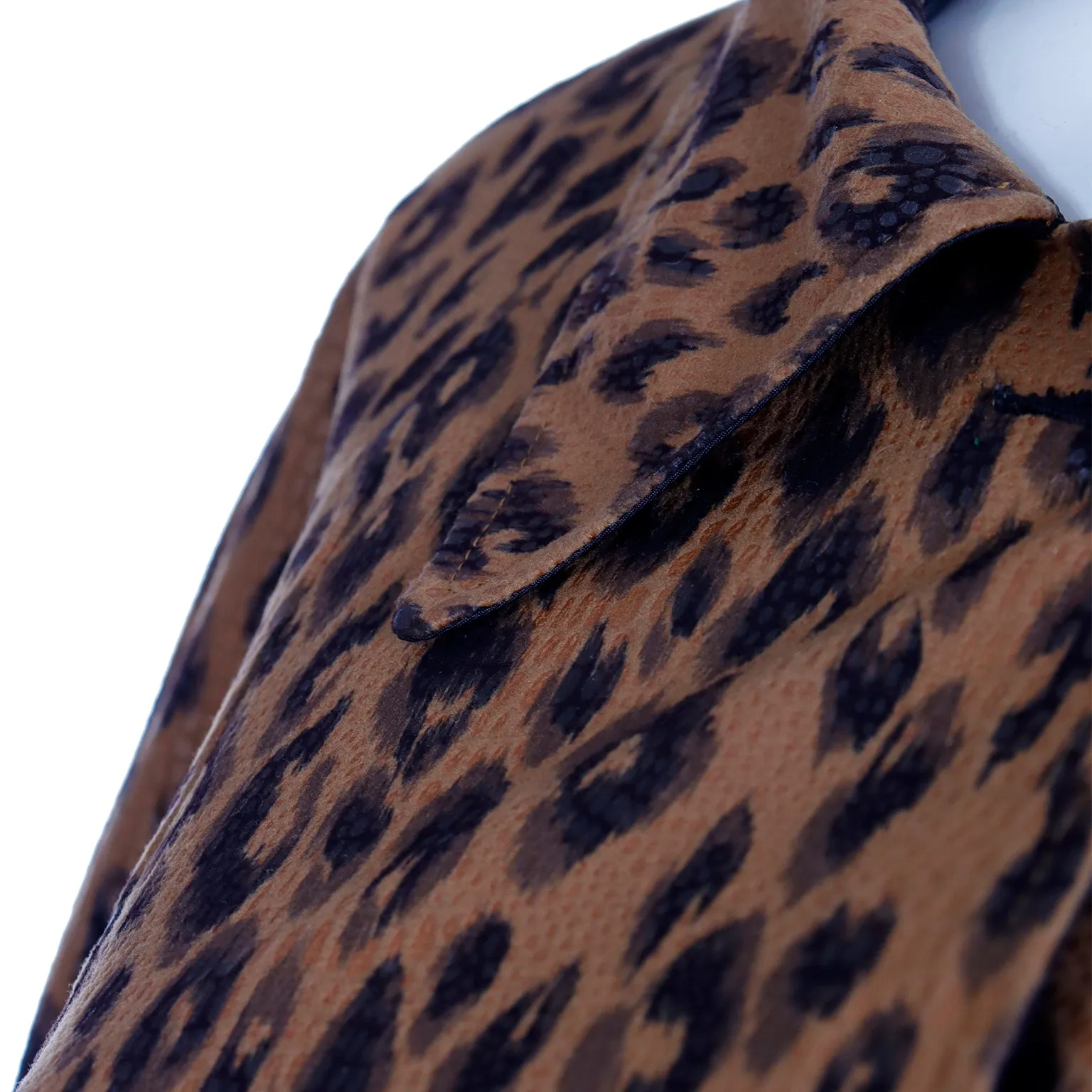 1990s Vintage Nina Ricci Leopard Print Reversible Coat With Belt