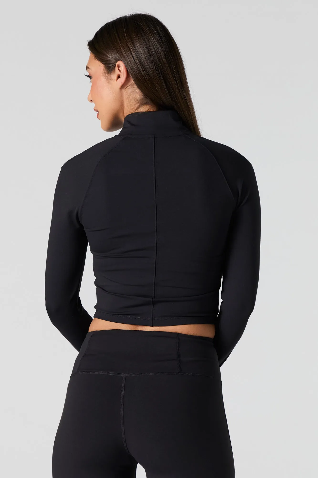 Active Mock Zip-Up Long Sleeve Top