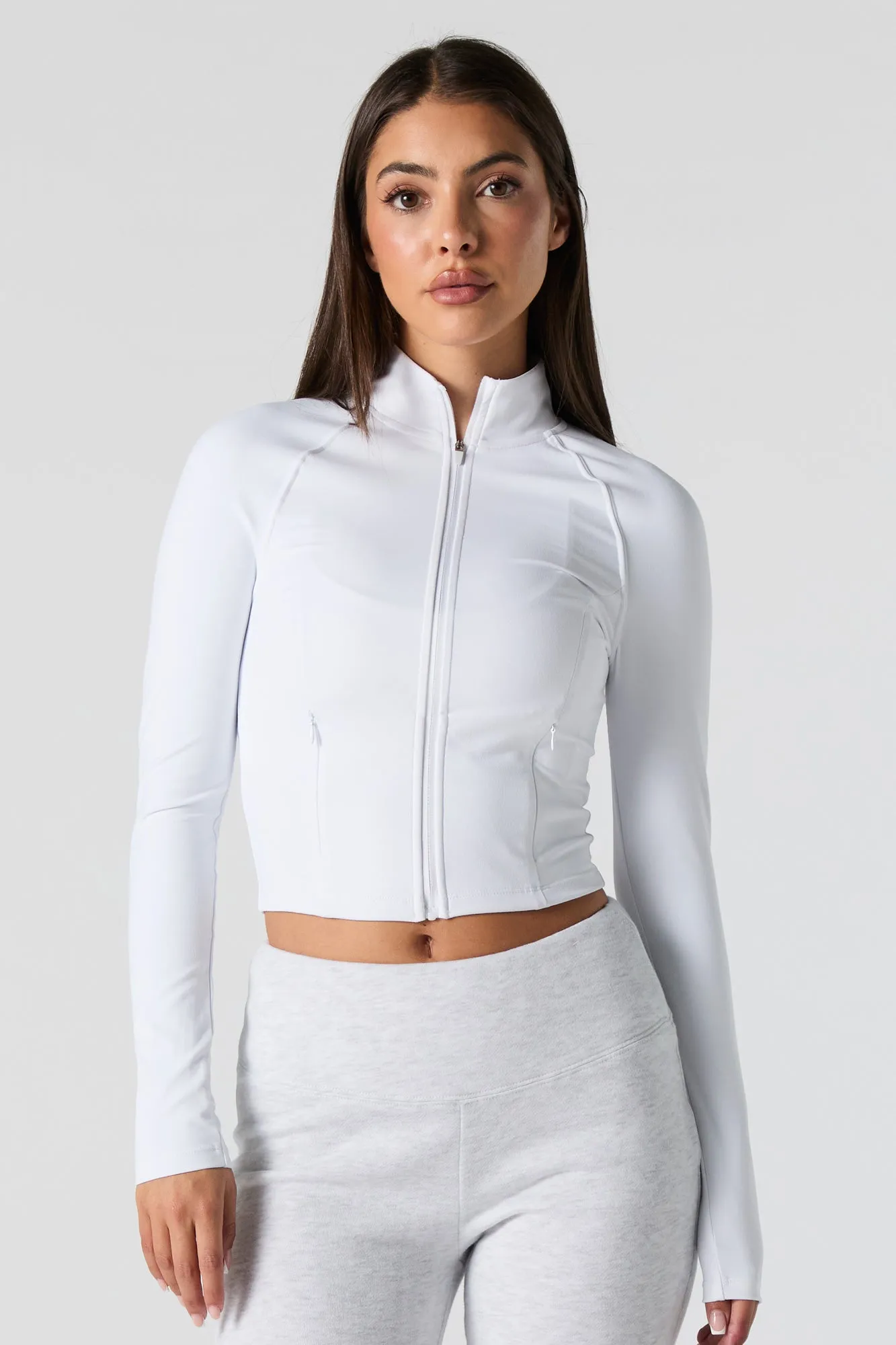 Active Mock Zip-Up Long Sleeve Top