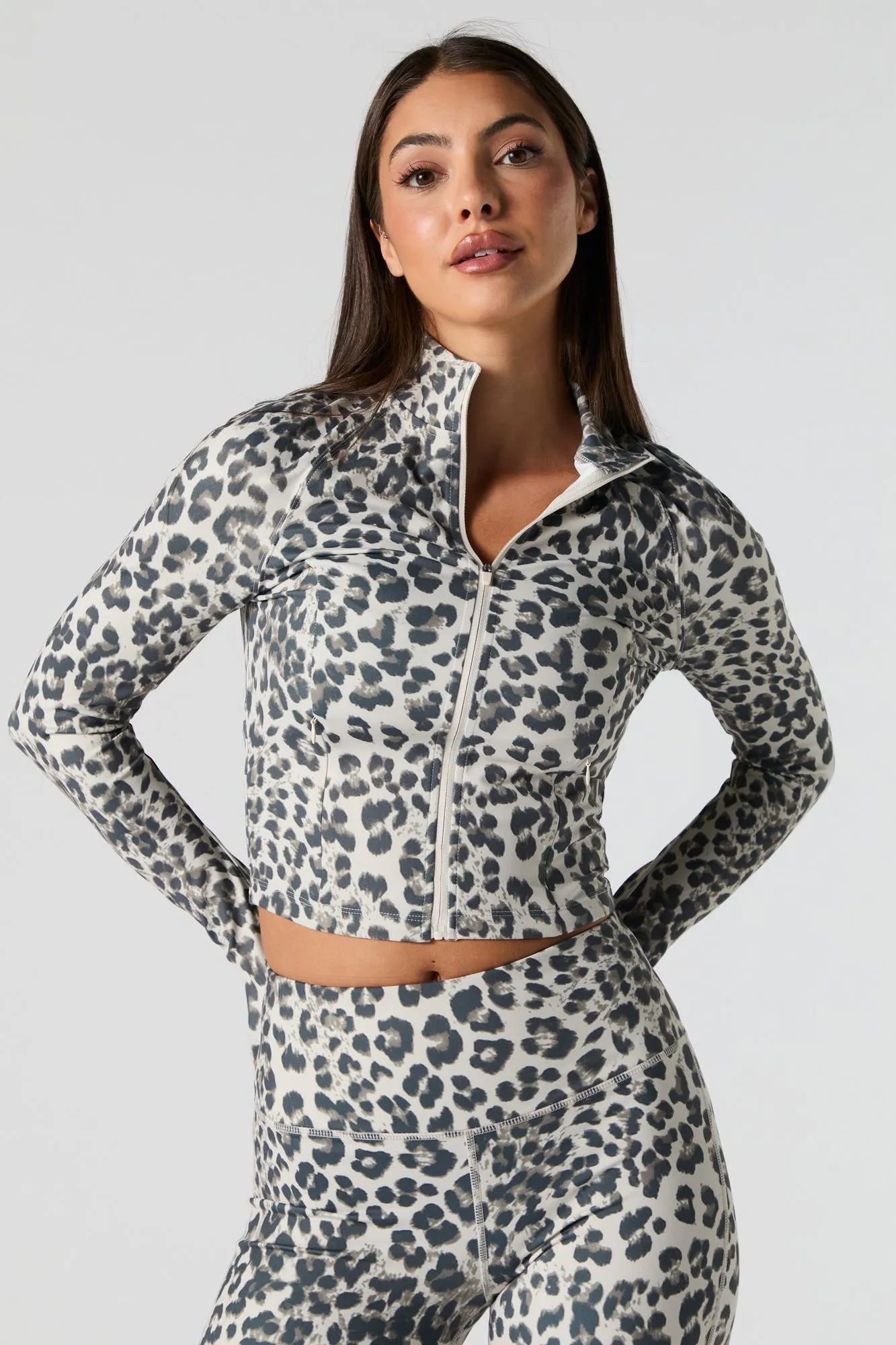 Active Mock Zip-Up Long Sleeve Top