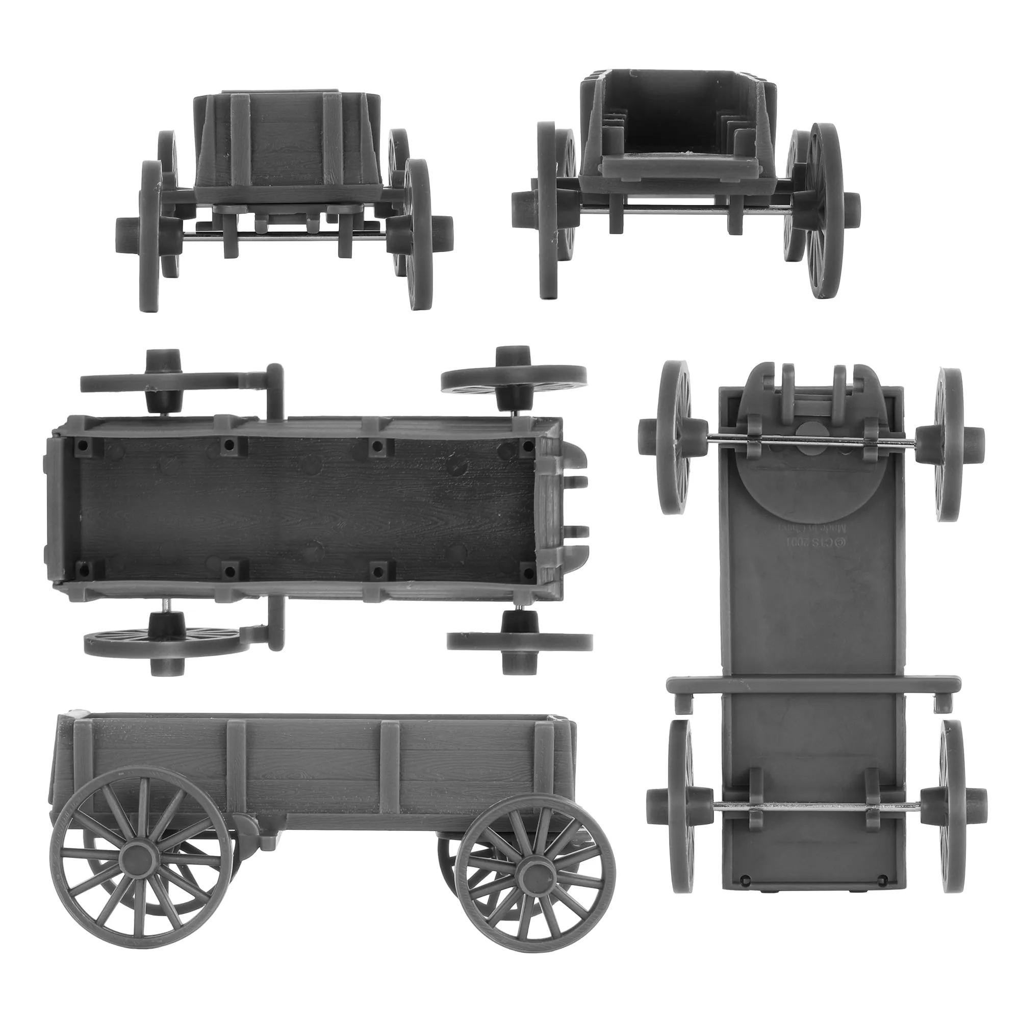 BMC CTS American Civil War Ambulance Wagons - Gray Square Top Horse Cart Playset