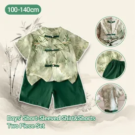 Boys' Traditional Bamboo Green Two-Piece Outfit