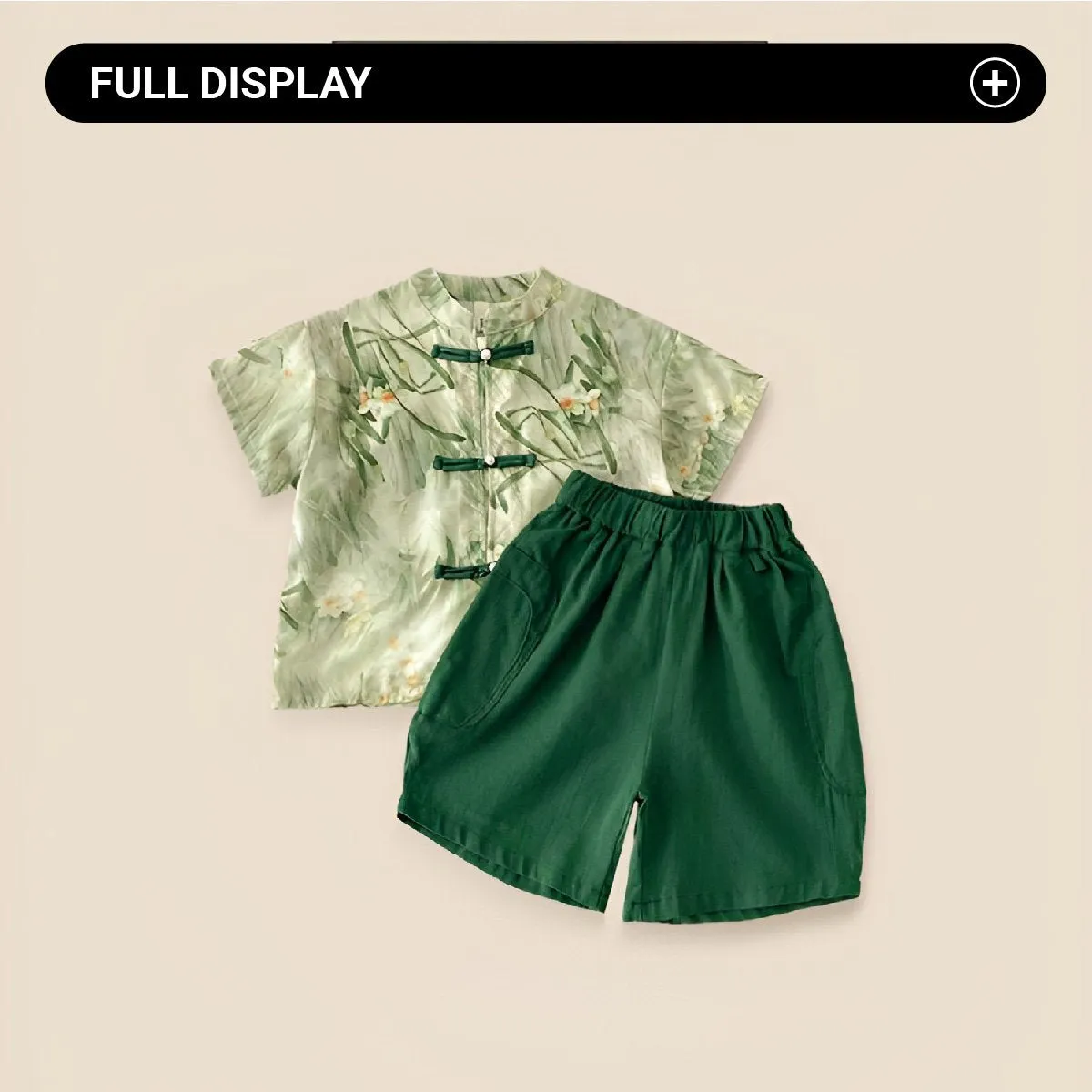 Boys' Traditional Bamboo Green Two-Piece Outfit