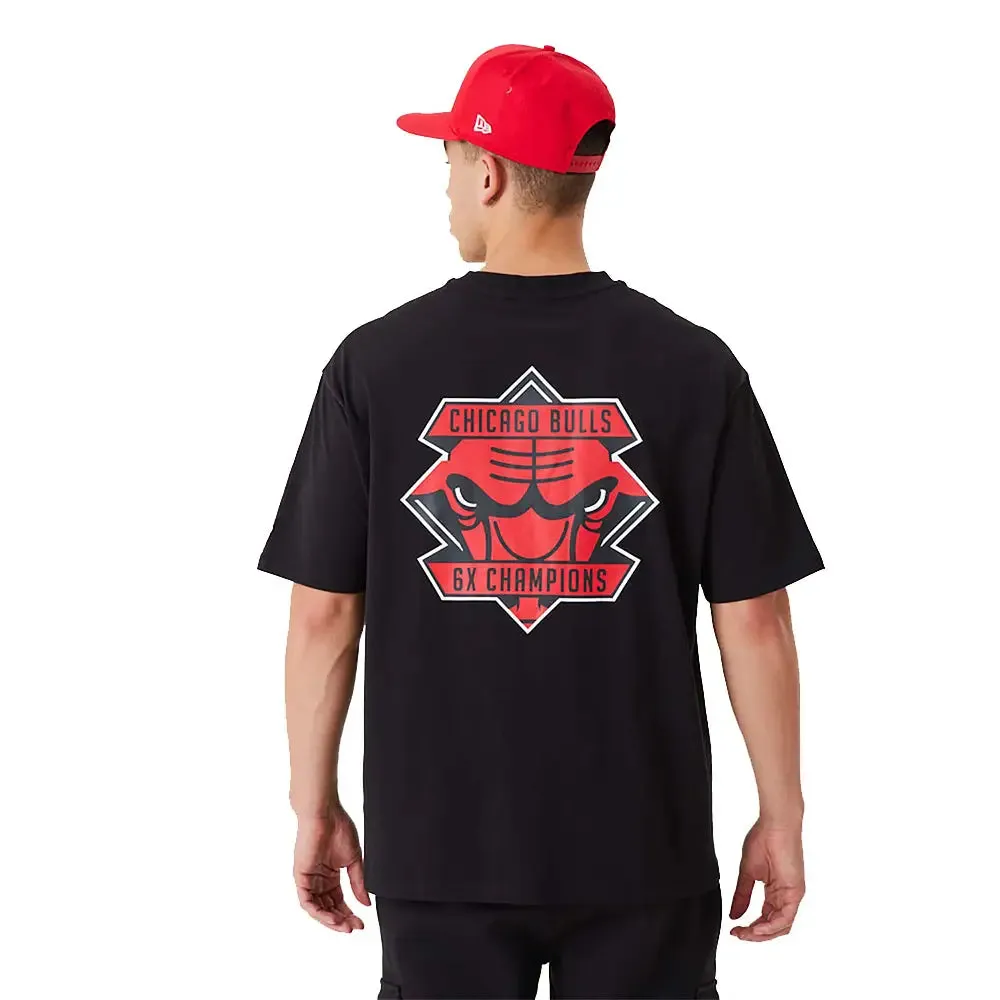 Chicago Bulls Nba Championship Black Oversized T-Shirt