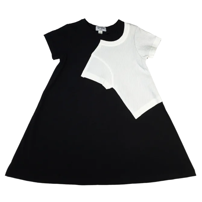 Crew Kids Black And White Rib Dress