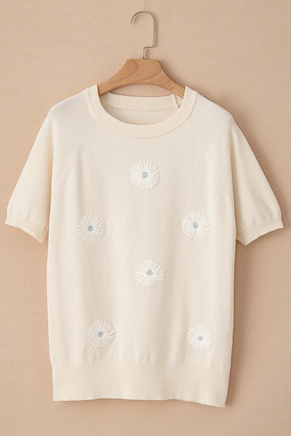 Daisy Round Neck Short Sleeve Knit Top