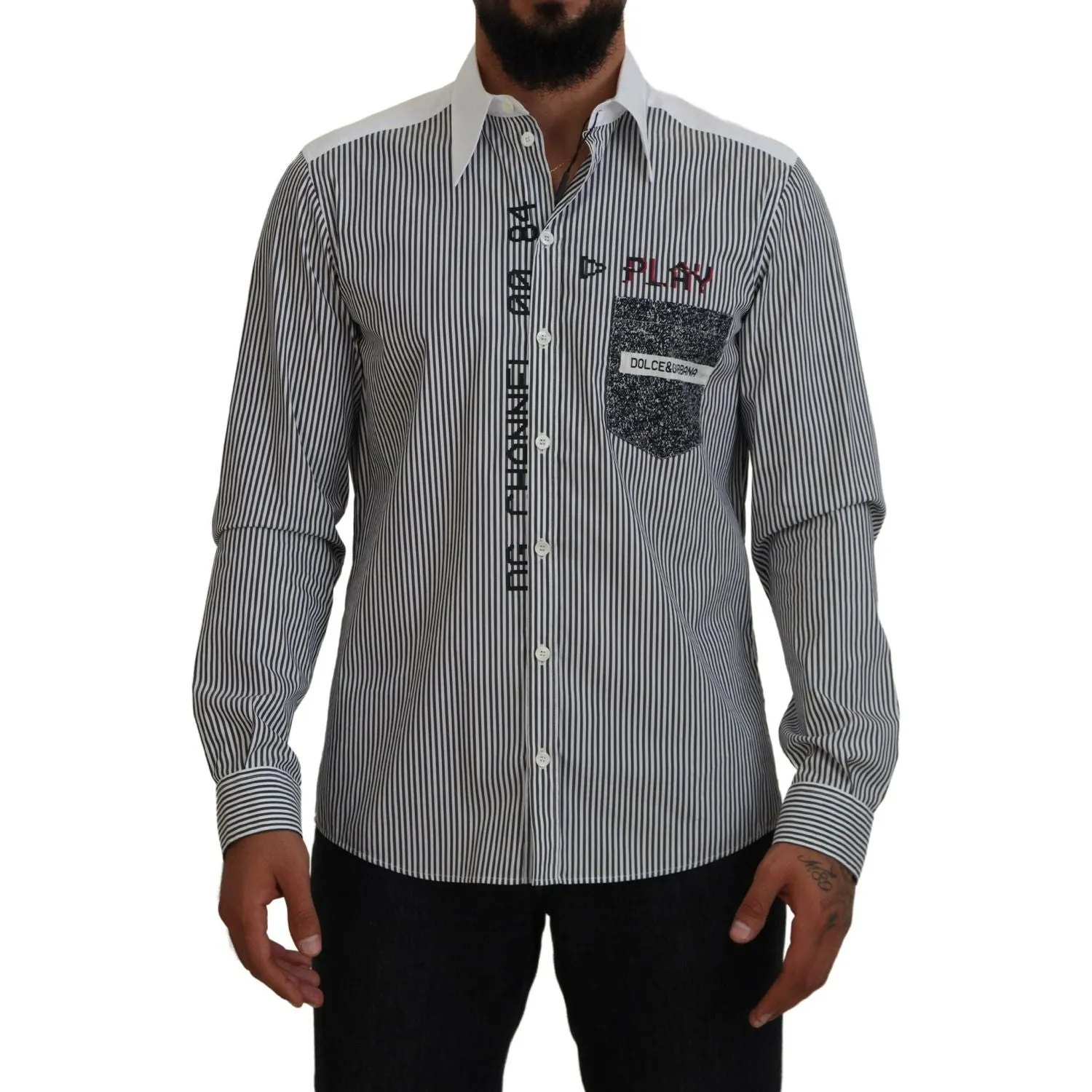 Dolce & Gabbana Classic Black and White Striped Button-Down Shirt