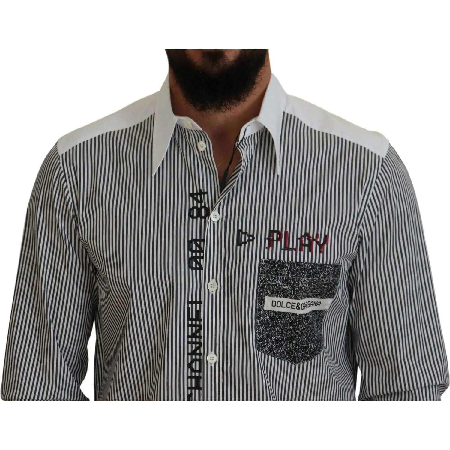 Dolce & Gabbana Classic Black and White Striped Button-Down Shirt