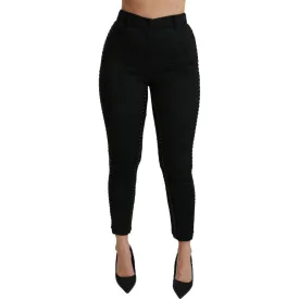 Dolce & Gabbana Elegant High Waist Skinny Black Brocade Pants