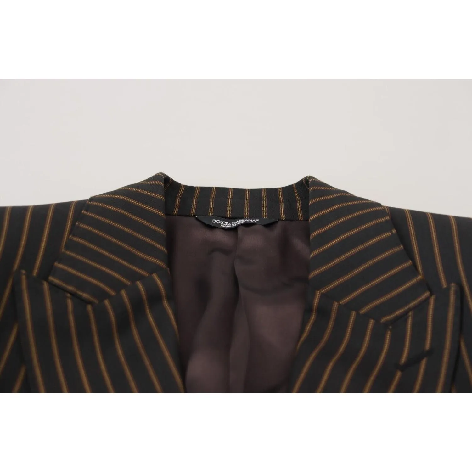 Dolce & Gabbana Elegant Striped Wool Blend Slim Blazer