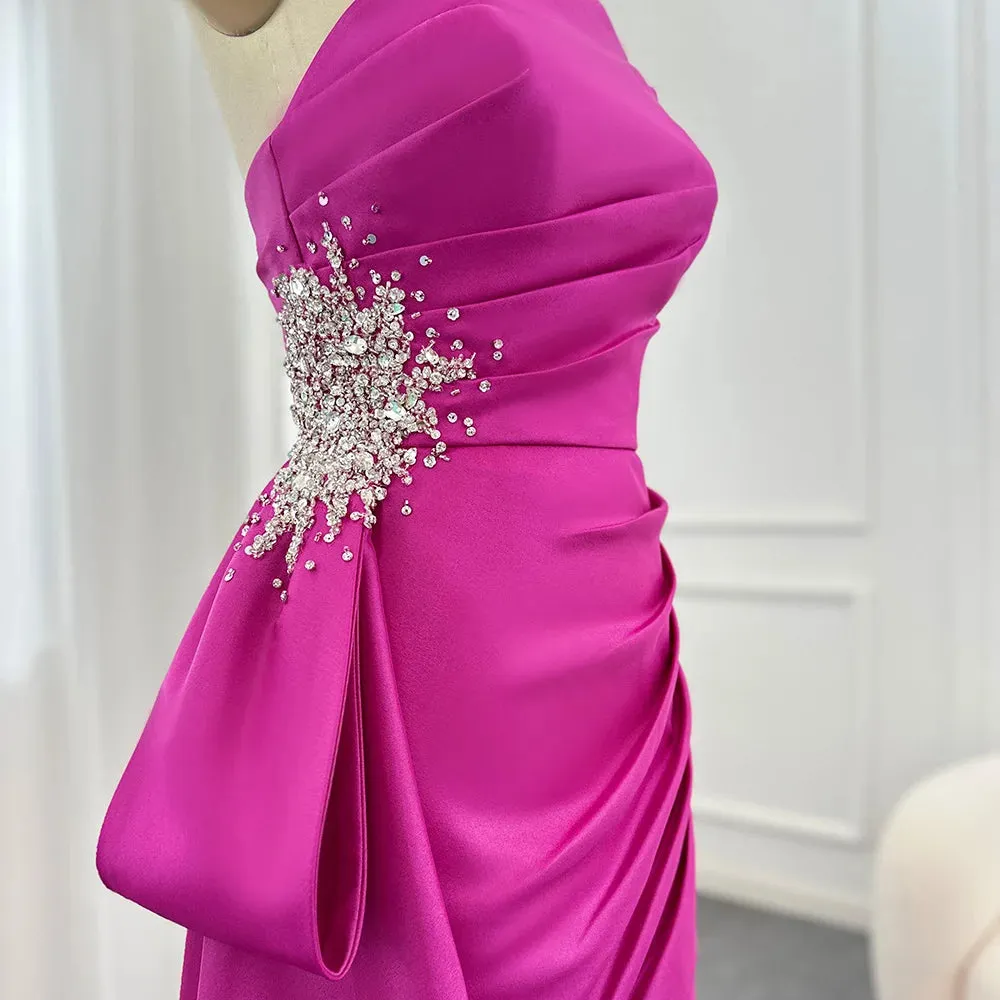 Embellished Scalloped Strapless Evening Dress