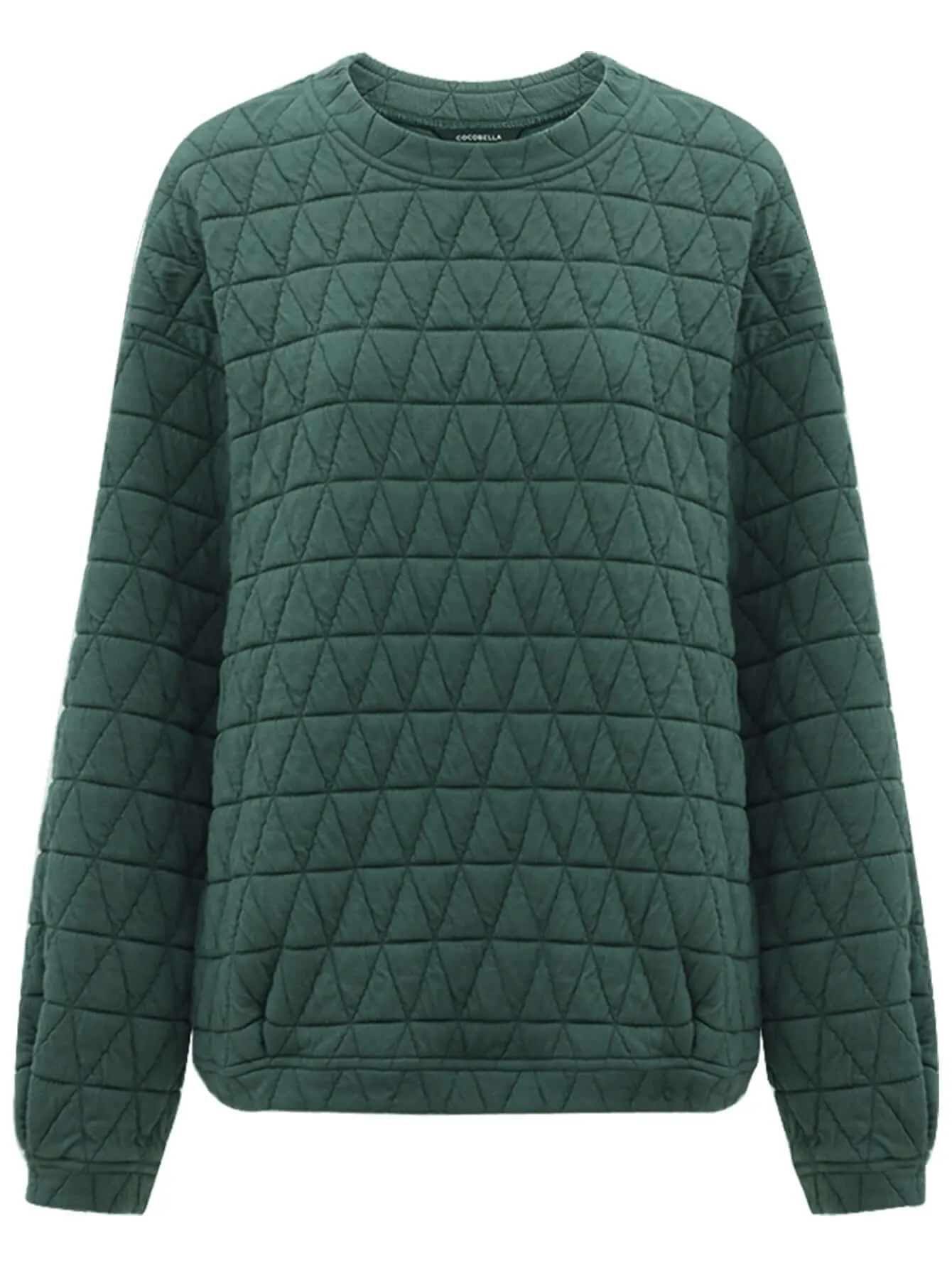 Festive Geometric Quilted Green Pullover Sweater