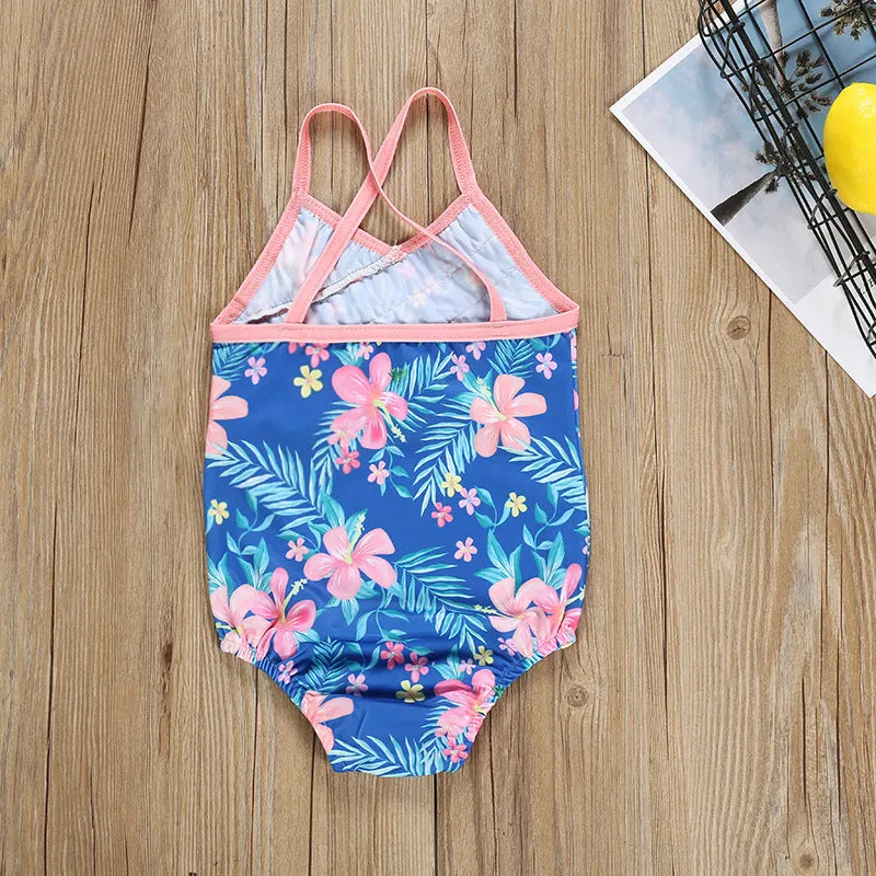 Girl's Swimsuit One-Piece Strap Backless Swimwear