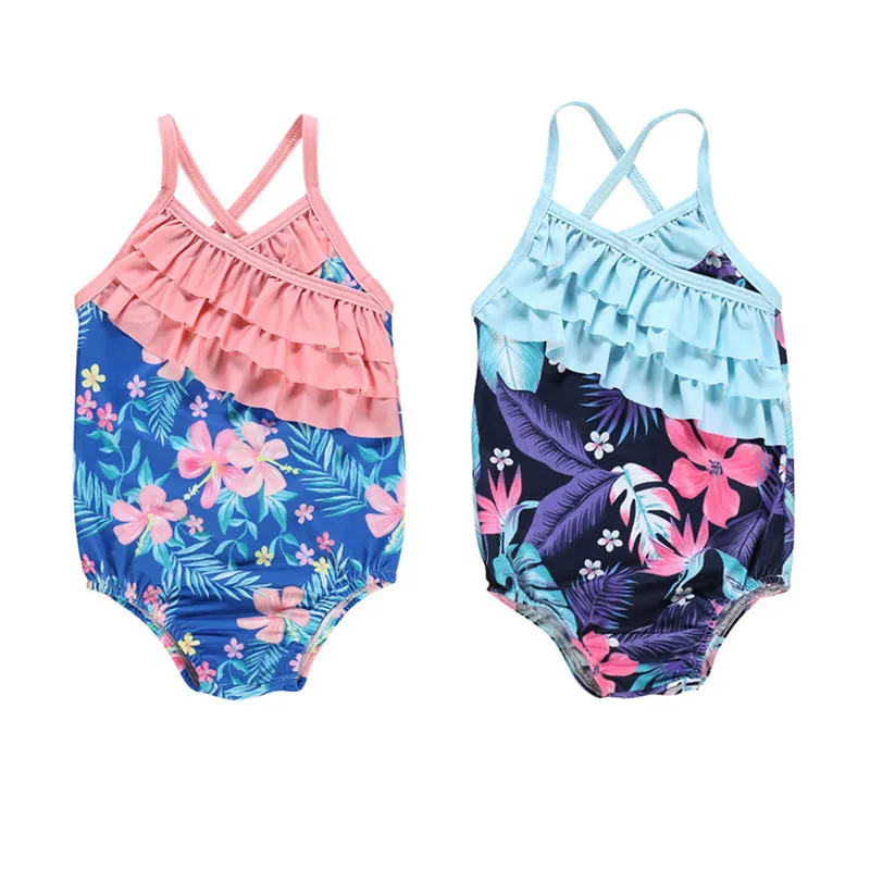 Girl's Swimsuit One-Piece Strap Backless Swimwear