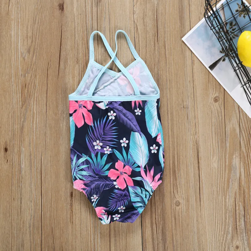 Girl's Swimsuit One-Piece Strap Backless Swimwear