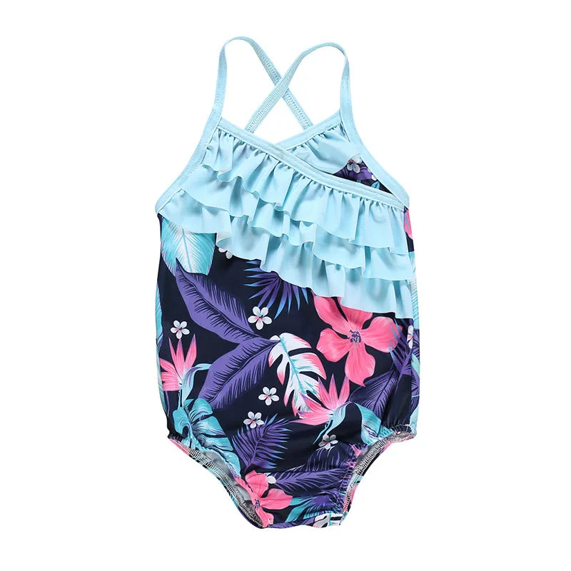 Girl's Swimsuit One-Piece Strap Backless Swimwear