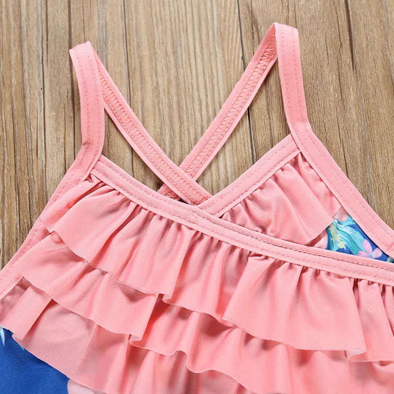 Girl's Swimsuit One-Piece Strap Backless Swimwear