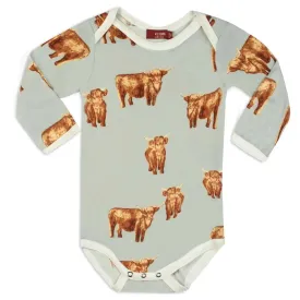 Highland Cow Bamboo Long Sleeve One Piece