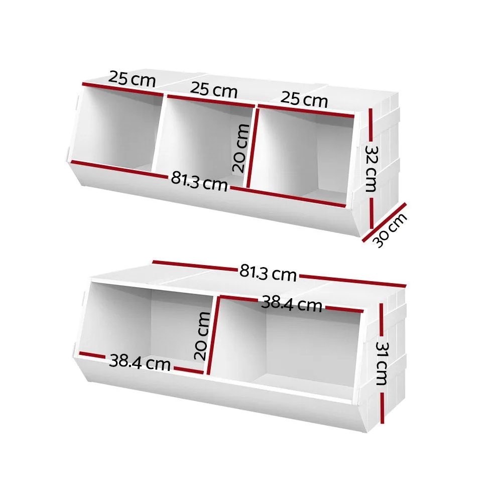 Kids Toy Box Stackable Bookshelf Storage Organiser Bookcase Shelf