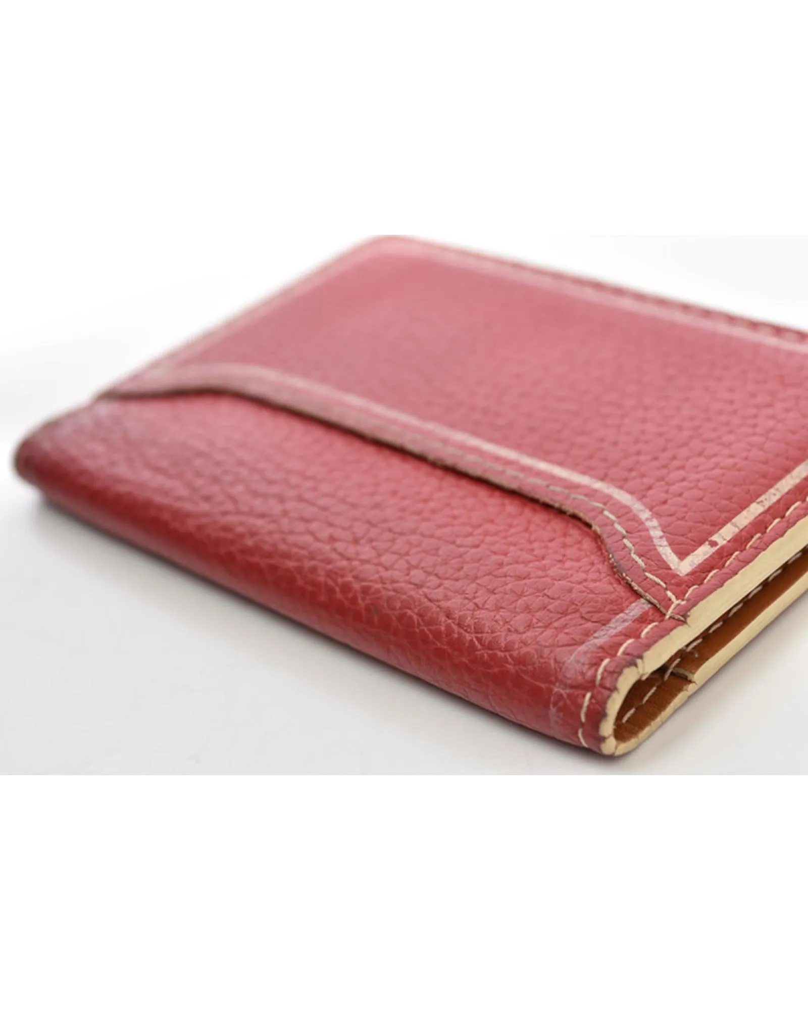 Leather Card Holder Organizer for Business Cards - Red