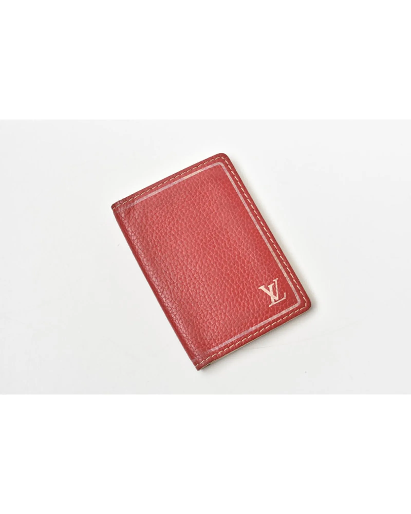 Leather Card Holder Organizer for Business Cards - Red