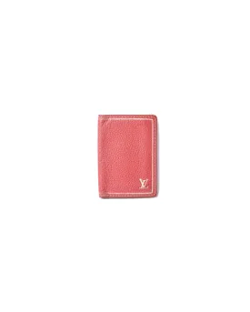 Leather Card Holder Organizer for Business Cards - Red