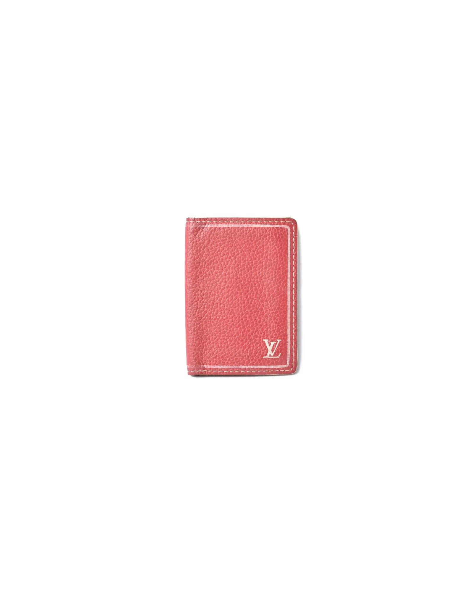 Leather Card Holder Organizer for Business Cards - Red