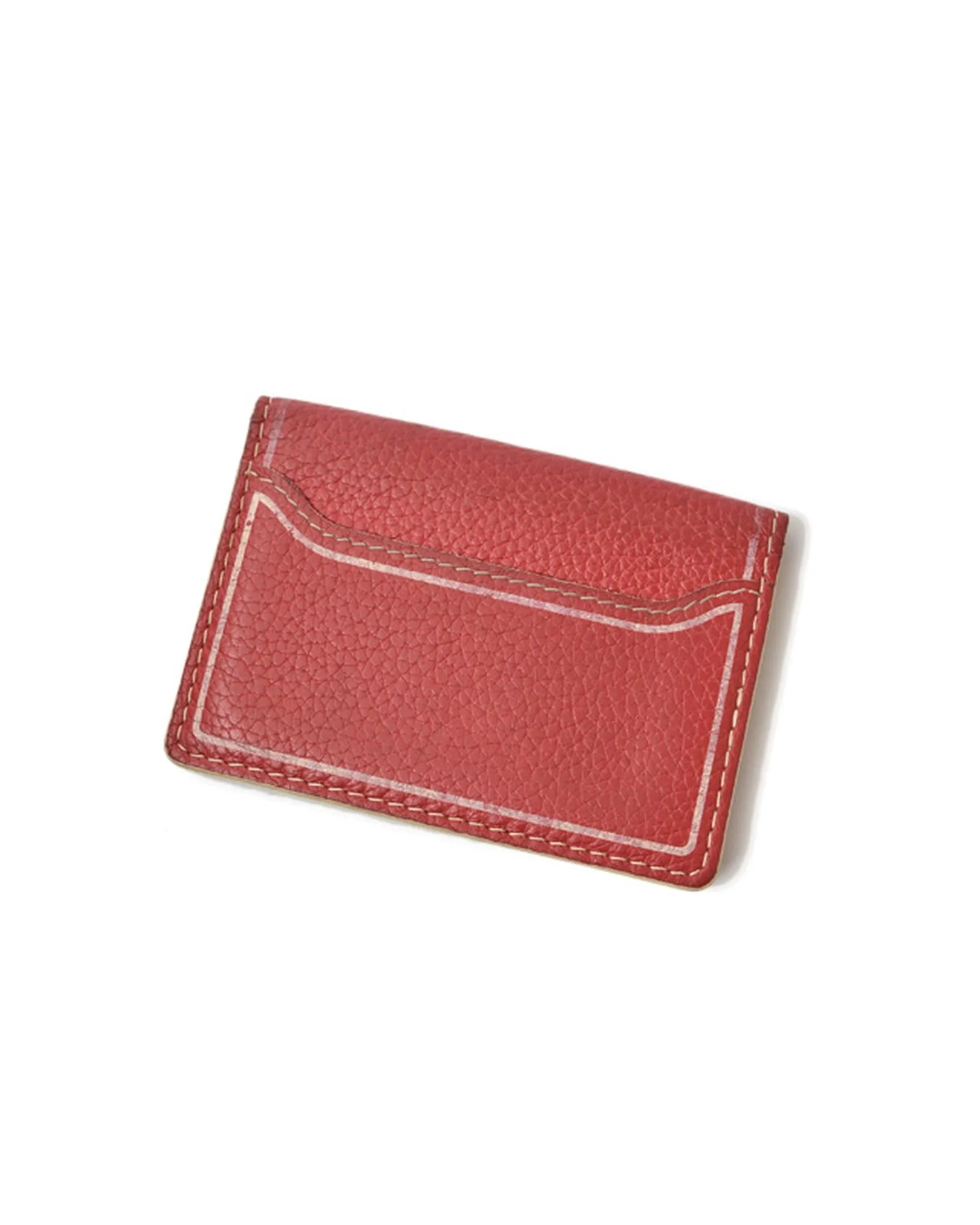 Leather Card Holder Organizer for Business Cards - Red