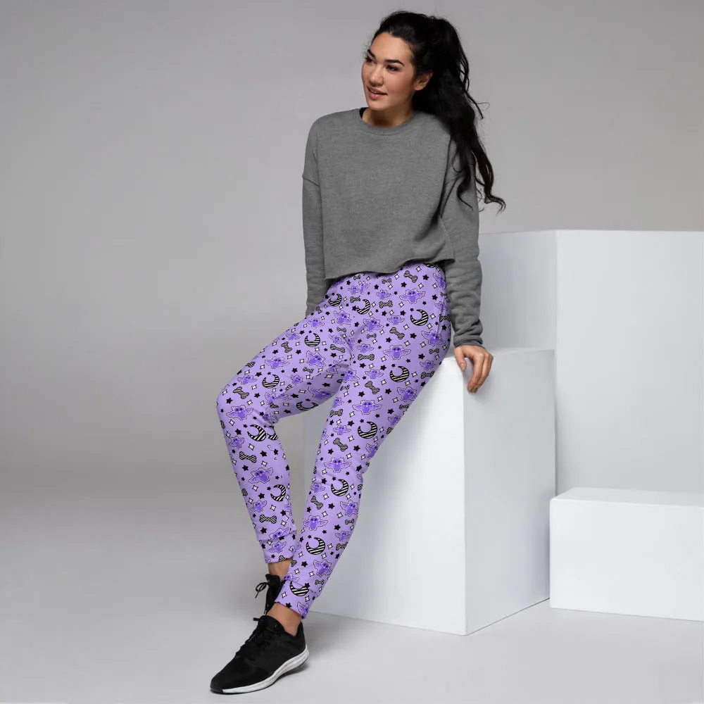 Magical Kawaii Spooky Bats Purple Women's Joggers