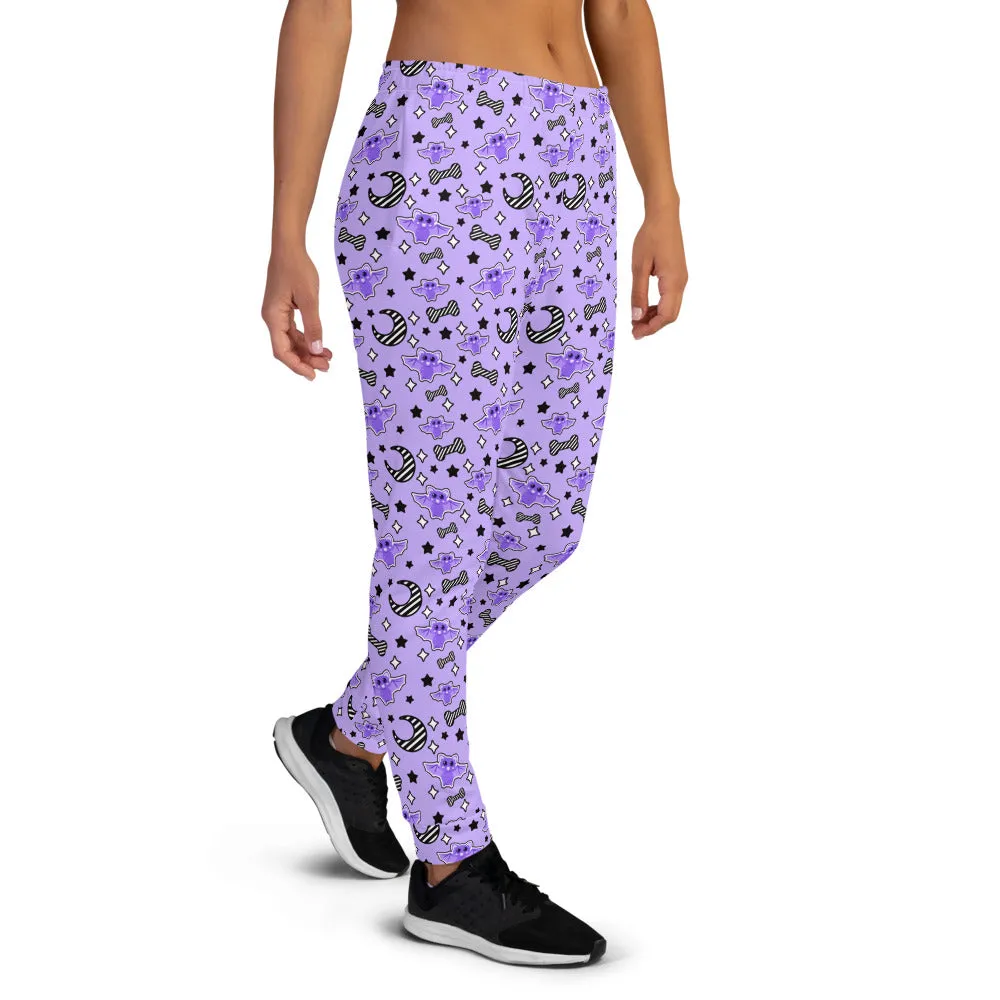 Magical Kawaii Spooky Bats Purple Women's Joggers