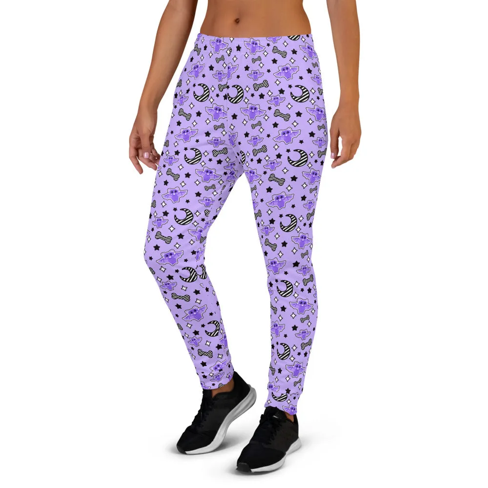 Magical Kawaii Spooky Bats Purple Women's Joggers