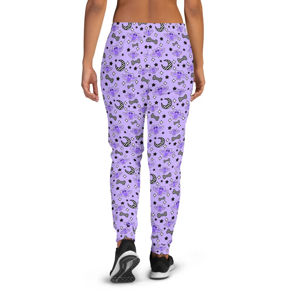 Magical Kawaii Spooky Bats Purple Women's Joggers