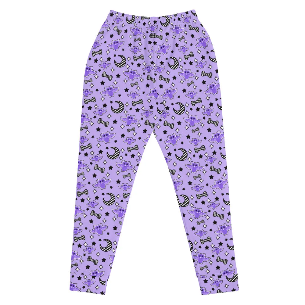 Magical Kawaii Spooky Bats Purple Women's Joggers