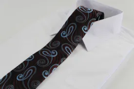 Mens Brown & Grey Swirls Patterned 8cm Neck Tie