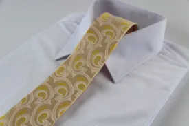 Mens Cream & Yellow Elegant Patterned 8cm Neck Tie