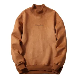 Men's Crew Neck Graphic Print Long Sleeves Suede Sweatshirt