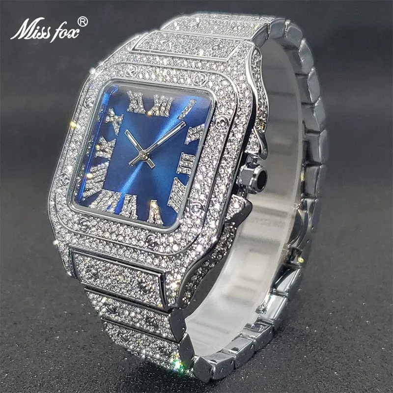 Men's Ice Out Diamond Square Watch by Miss Fox