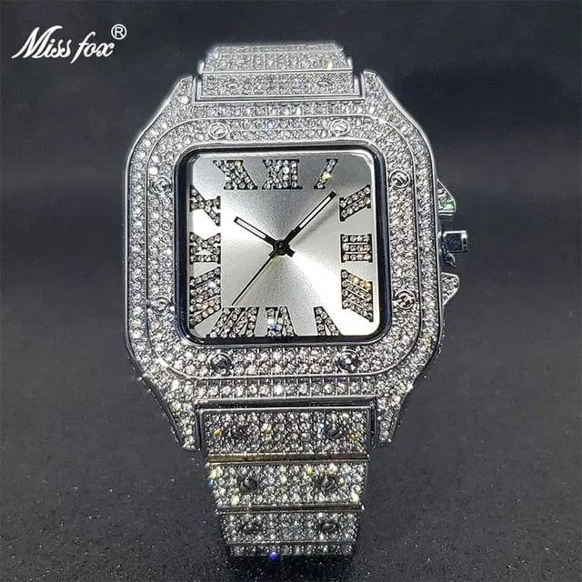 Men's Ice Out Diamond Square Watch by Miss Fox