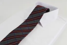 Mens Maroon & Grey Rectangular Striped Patterned 8cm Neck Tie