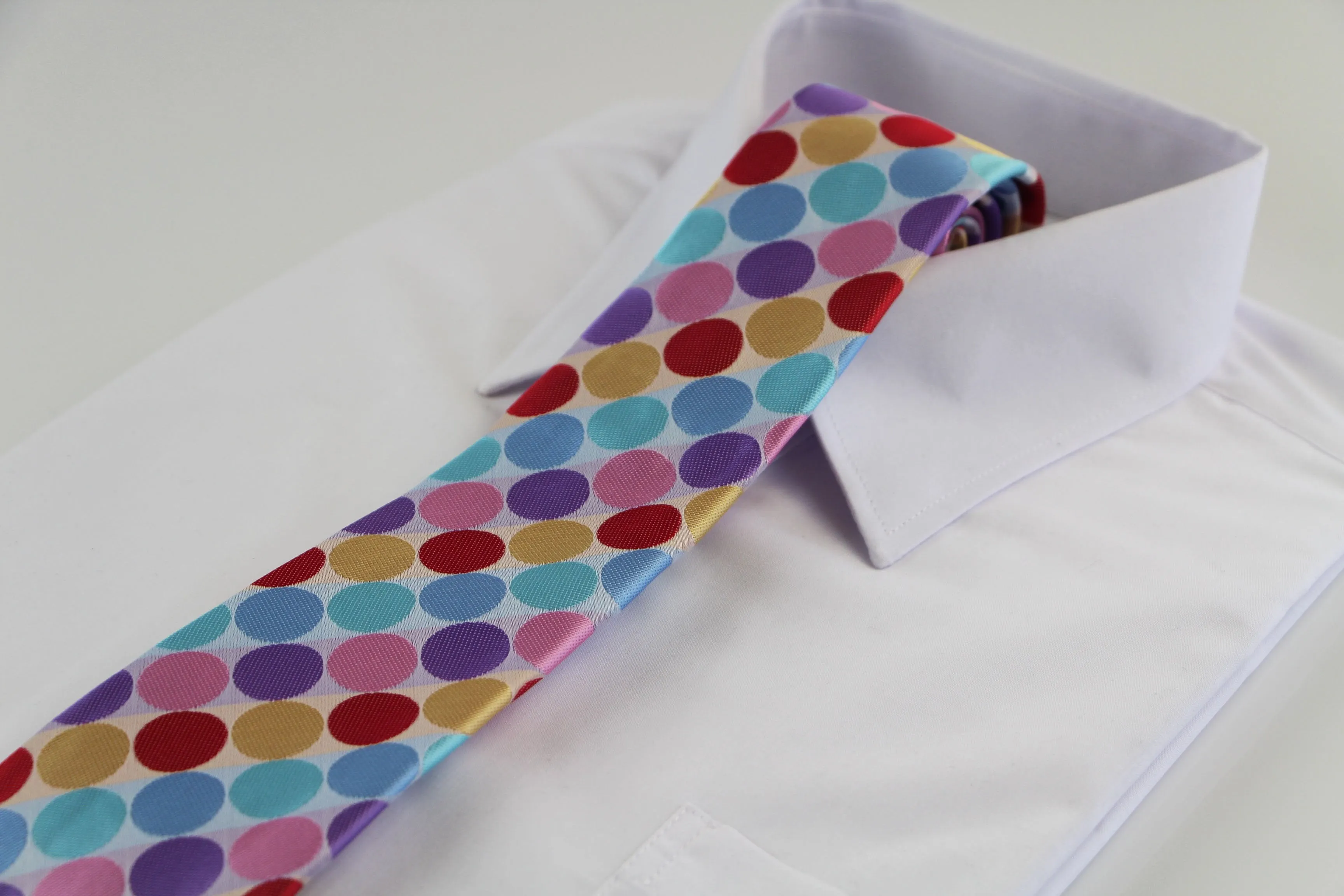 Mens Multicoloured Polka Dot Patterned 8cm Neck Tie