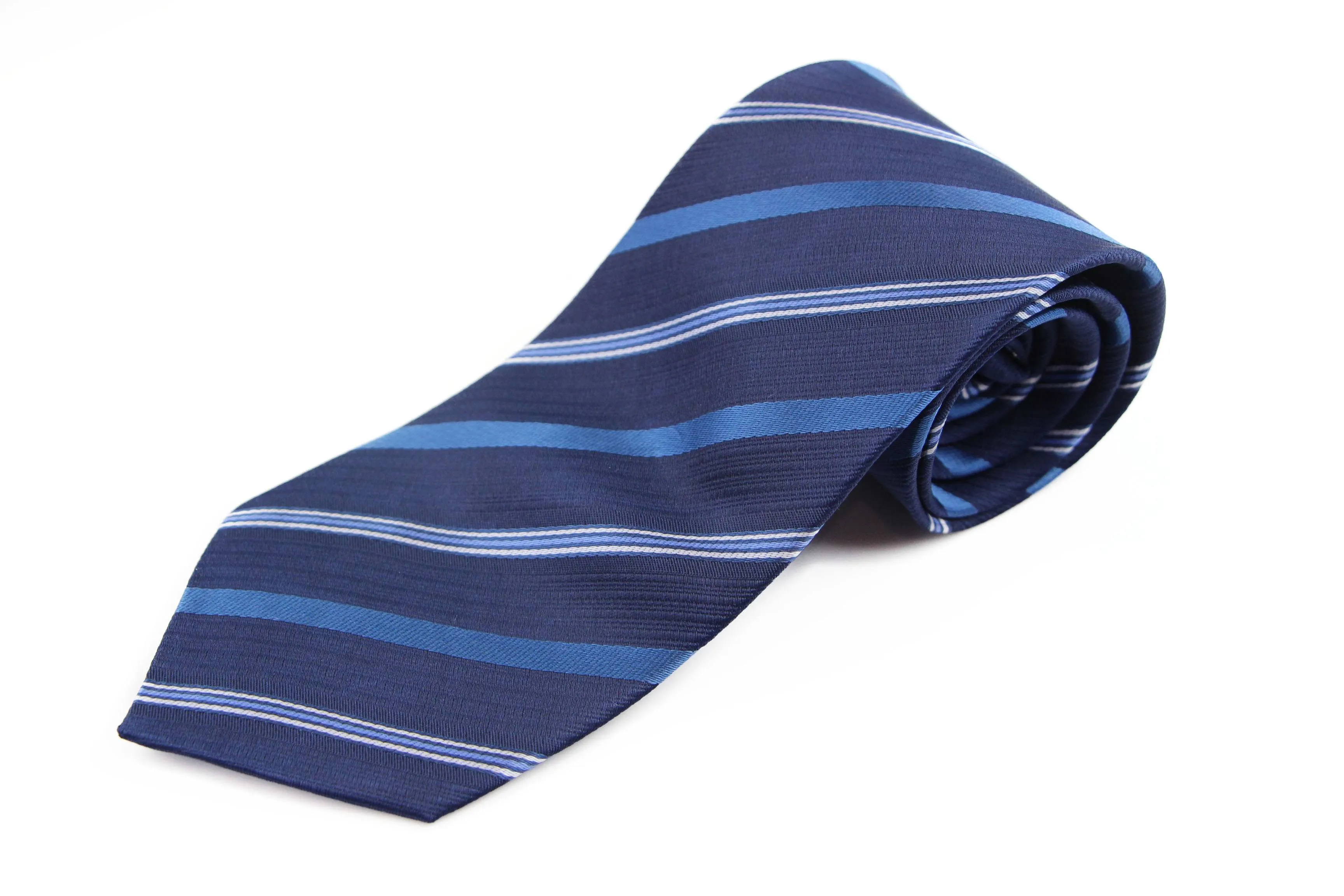 Mens Navy And Blue Striped 8cm Patterned Neck Tie