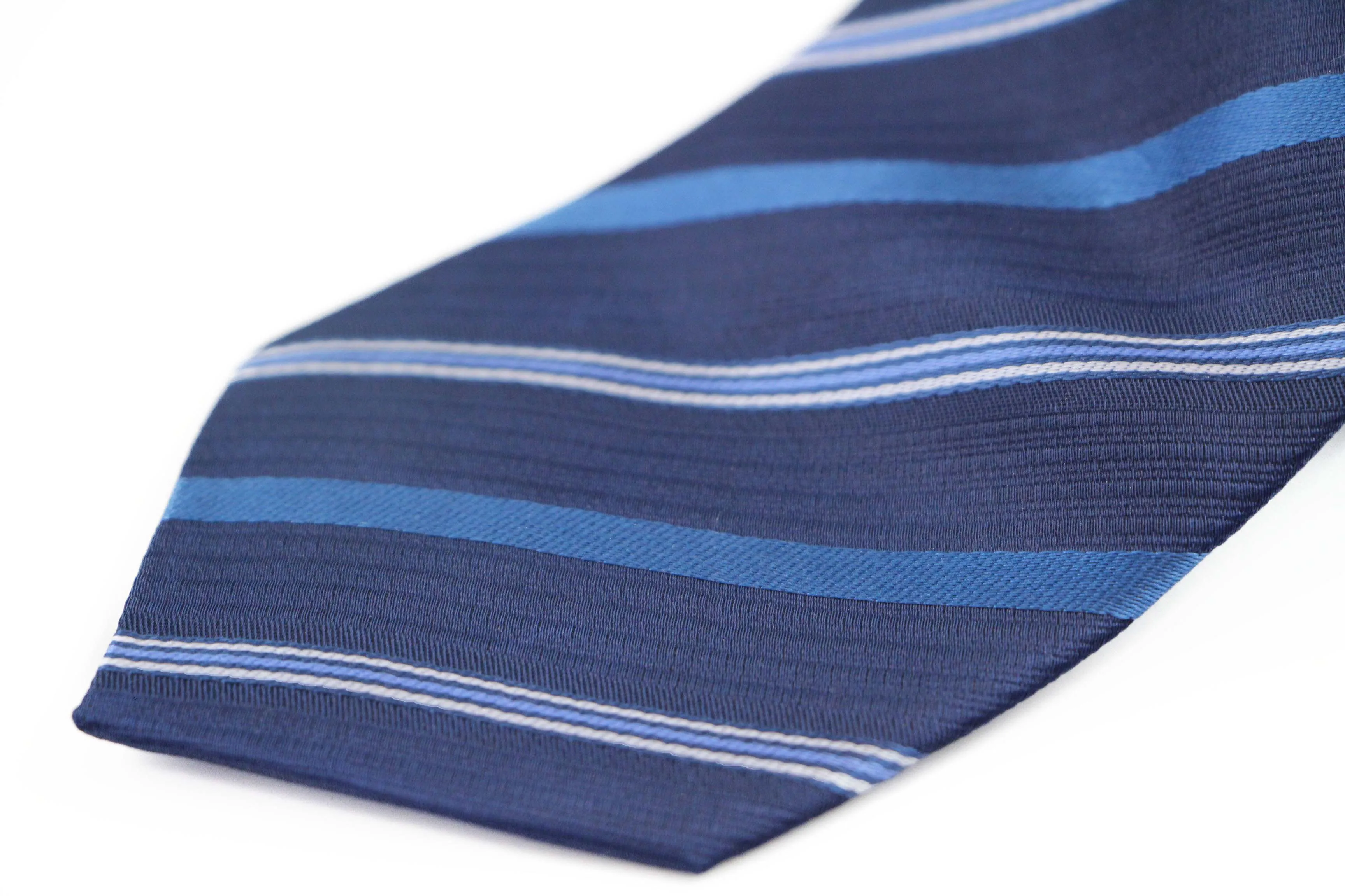 Mens Navy And Blue Striped 8cm Patterned Neck Tie