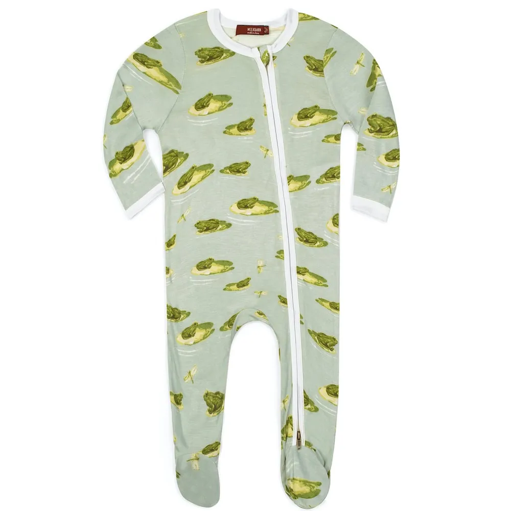 Milkbarn Leapfrog Zipper Footed Romper