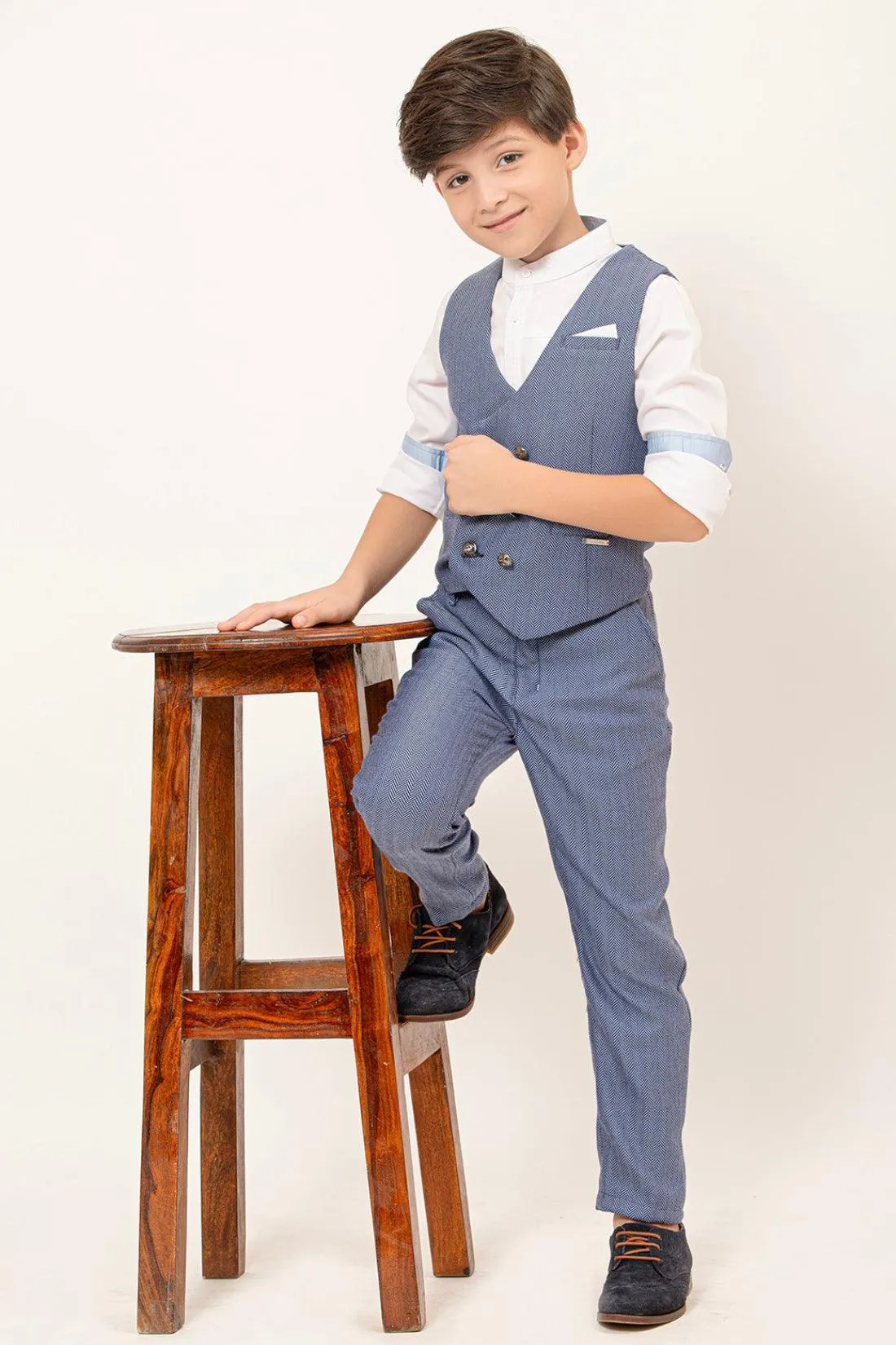 One Friday Azure Boys' Waistcoat