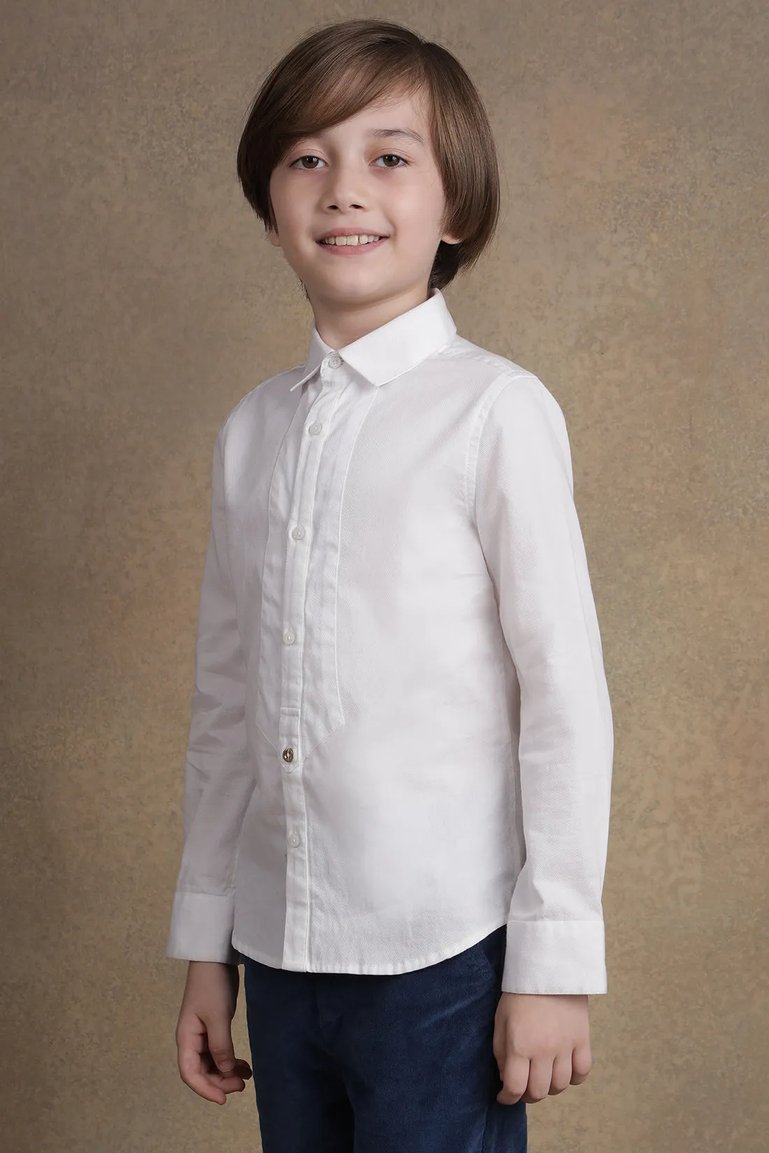 One Friday Boys White Full Sleeves Collared Shirt