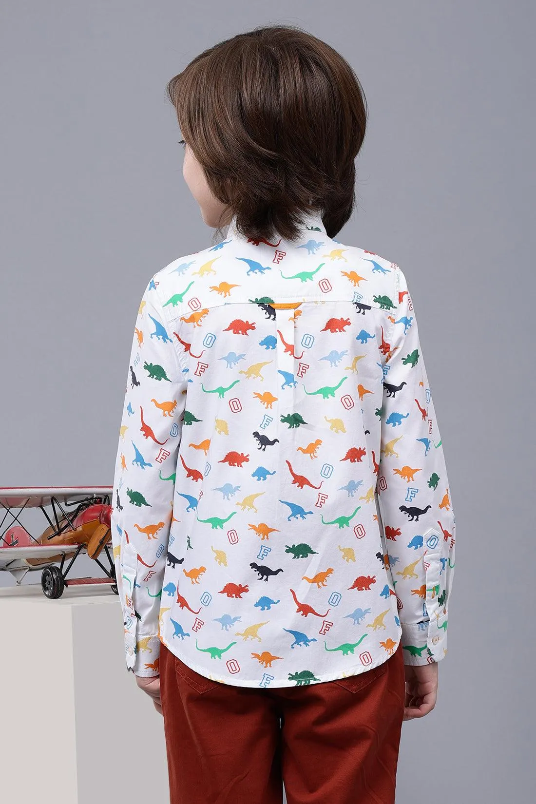 One Friday Kids Boys Off White Cotton Chinese Collar Shirt