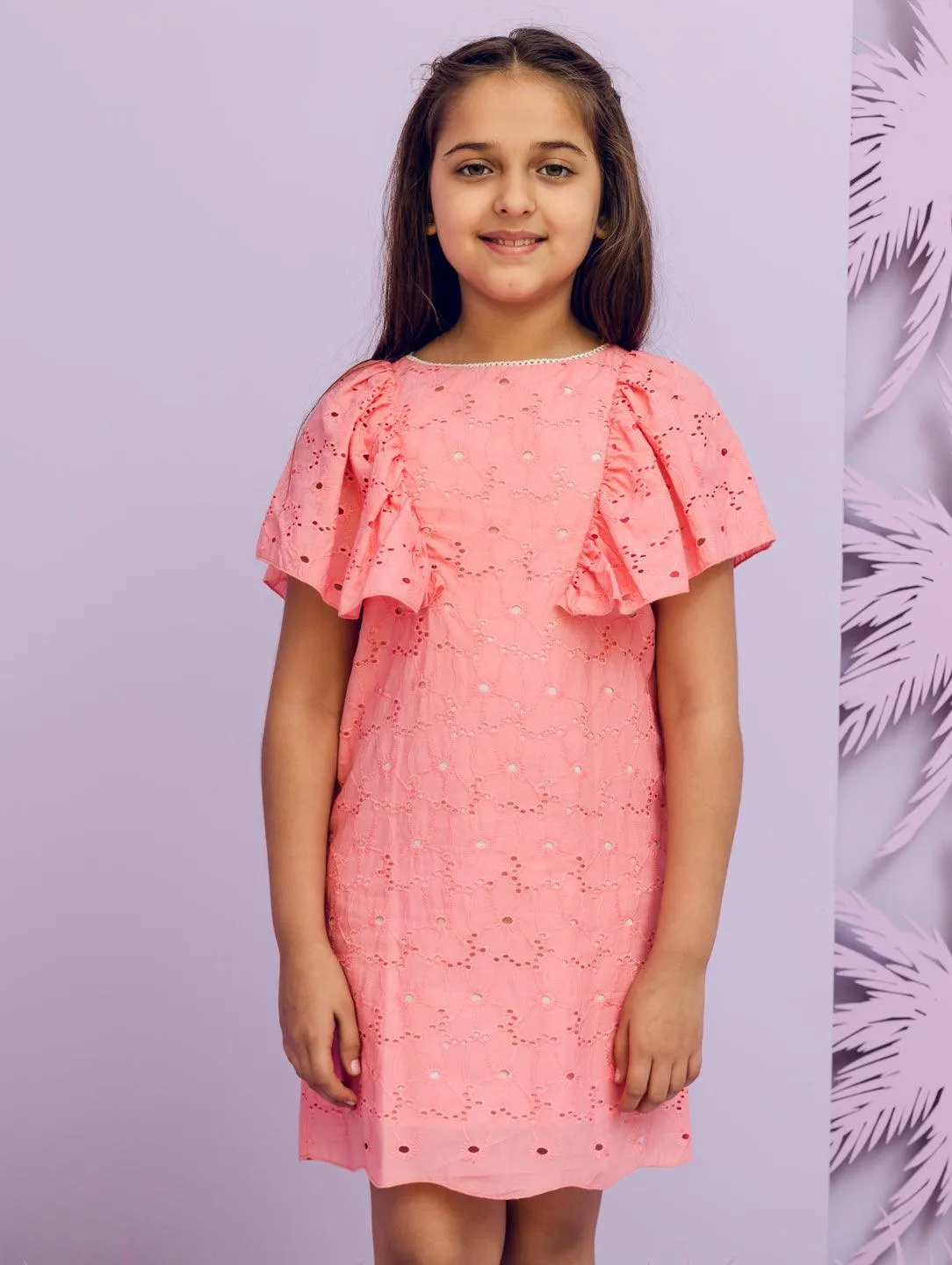 One Friday Kids Girls Peach Dress