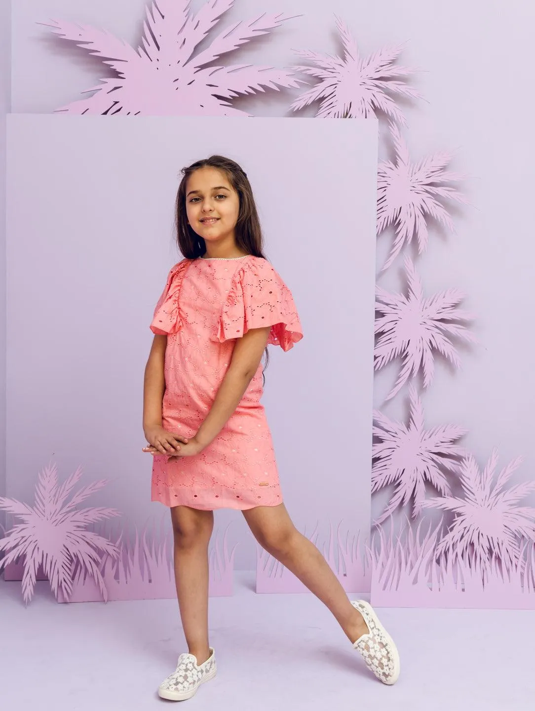 One Friday Kids Girls Peach Dress