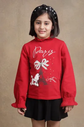 One Friday Kids Girls Red Paris Top