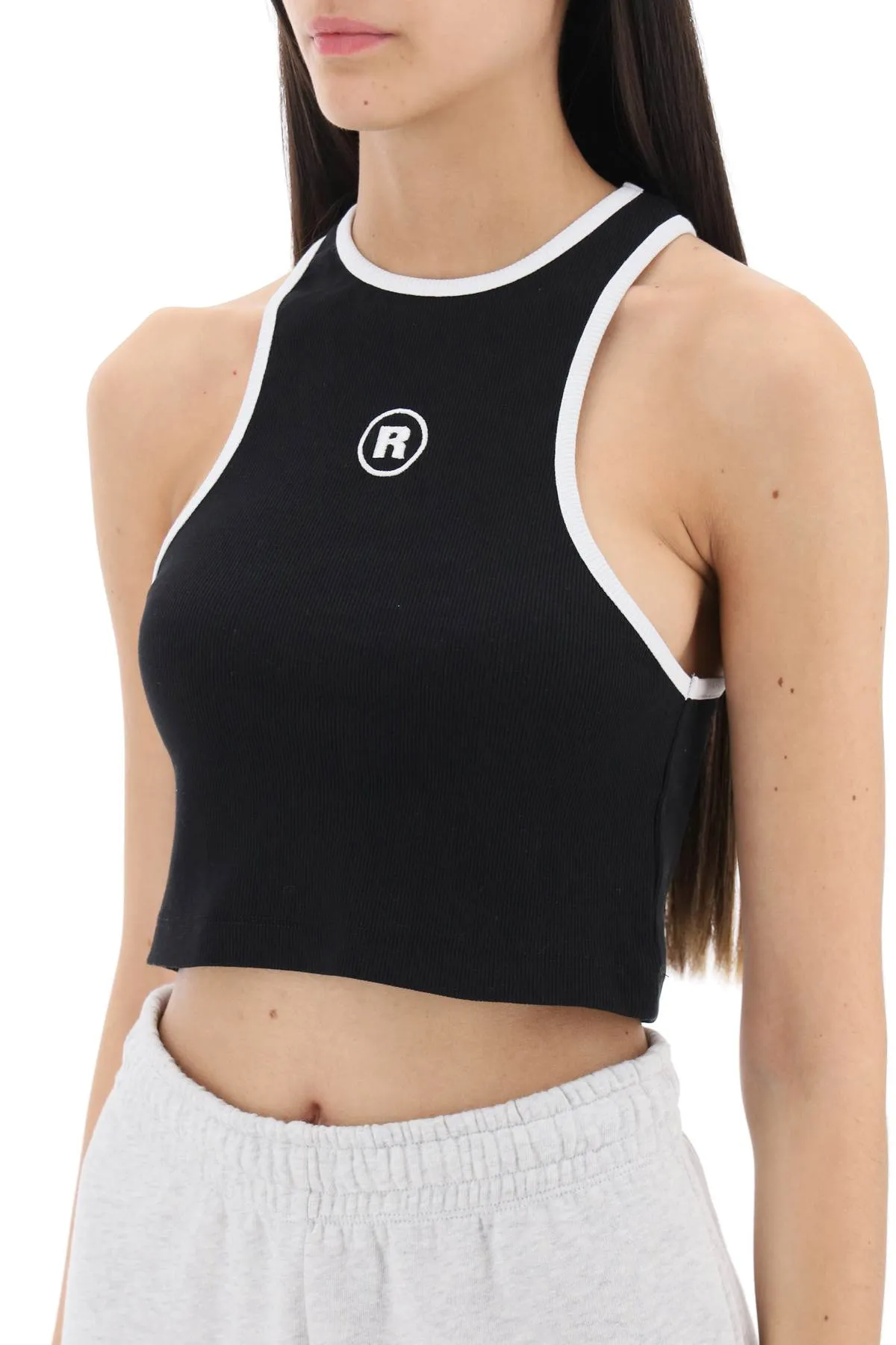 Rotate cropped top with logo embroidery